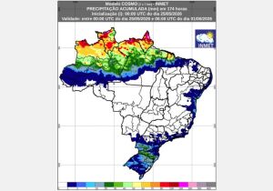 Inmet: previsão do tempo entre os dias 25 de maio a 1 de junho; vem frente fria no Sul e Sudeste