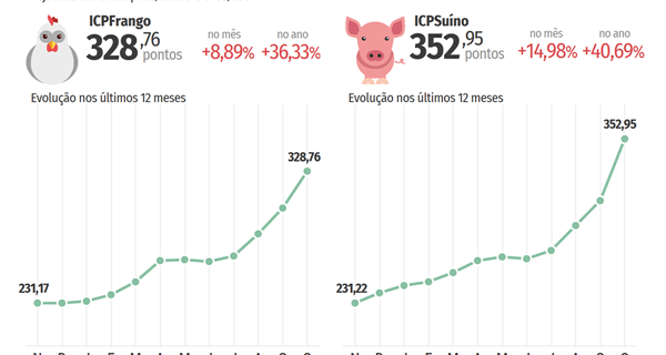 Custos de produção de suínos sobem 15% em outubro