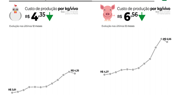 Custos de produção de suínos e de frangos de corte têm alta recorde em 2020