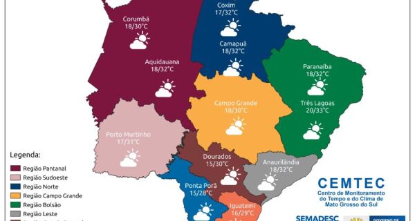 Com elevação gradual das temperaturas, terça-feira tem previsão de sol e nebulosidade