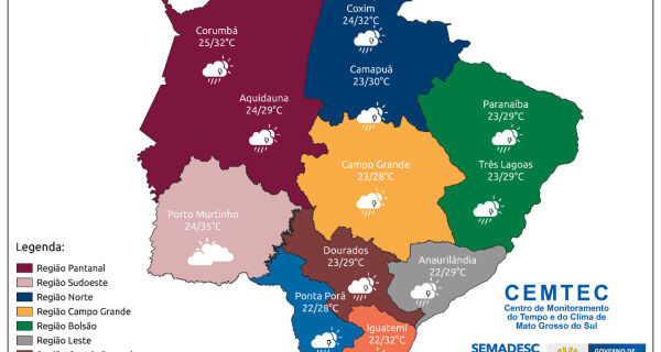 Semana começa com sol em MS, mas condições serão favoráveis para chuvas e tempestades