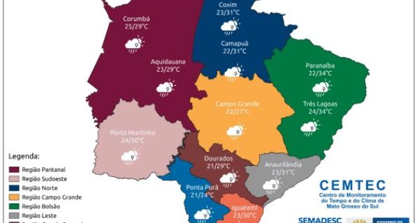 Semana começa com previsão de chuva em diferentes regiões do Estado