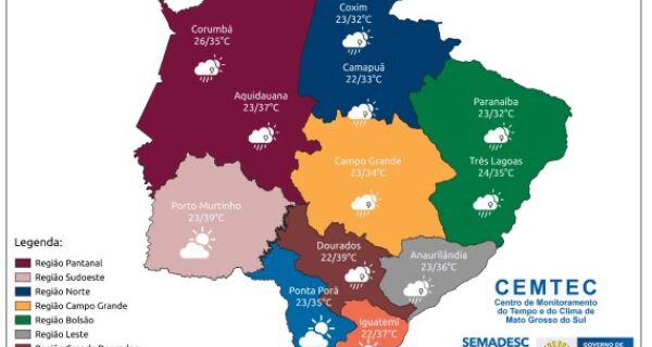 Quinta-feira tem previsão de chuva moderada em diferentes regiões do Estado