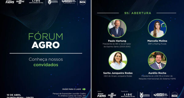 Acrissul sedia o Fórum Agro no dia 10 de abril na Expogrande