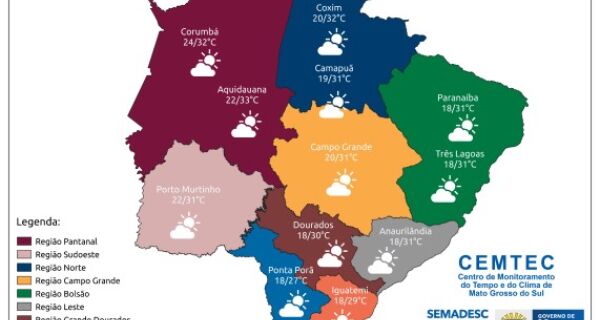 Previsão para esta semana é de tempo estável com poucas nuvens no Estado