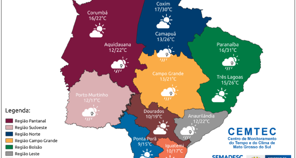 Julho termina com previsão de chuva fraca e chegada de nova frente fria no Estado