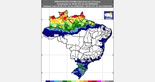 Inmet: previsão do tempo entre os dias 25 de maio a 1 de junho; vem frente fria no Sul e Sudeste